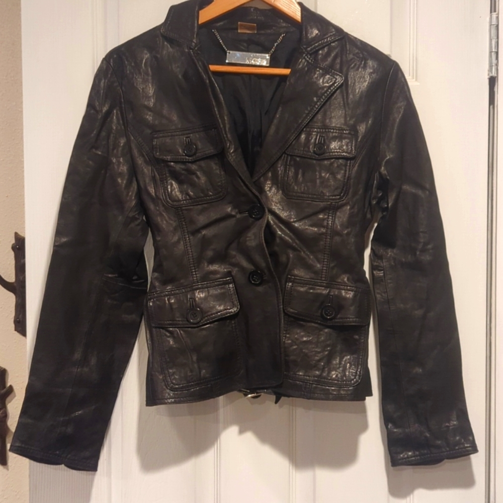 Michael Kors black leather jacket like new